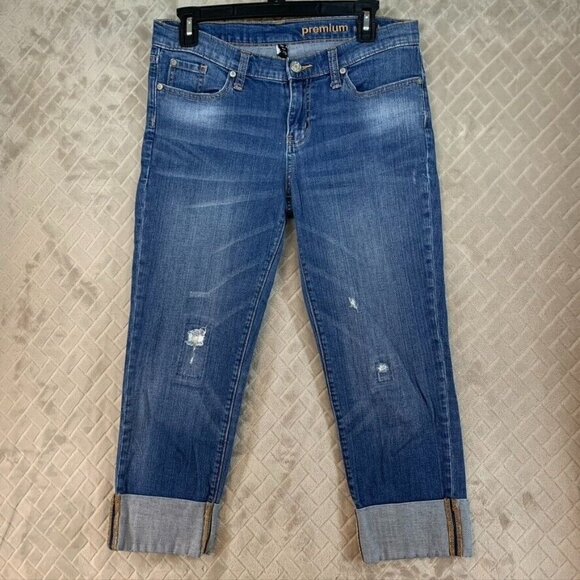 GAP Denim - Gap Womens 8 Denim Jeans Blue Straight Crop Cuffed Low Rise Medium Wash Stretch